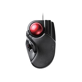 ELECOM HUGE Trackball Mouse, Wired, Finger-Operated, 8-Button Function, Palm Rest Attached, 52mm Smooth Red Ball Windows11, macOS (M-HT1URBK)