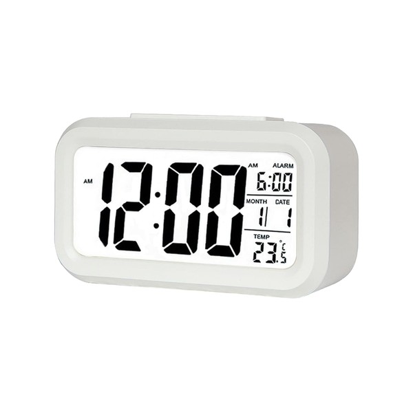 Jsdoin Digital Alarm Clock, Alarm Clock with Large LED Temperature Display, Snooze Time, Light Display, Date Display, Bedroom, Bathroom Clock and Office