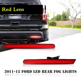 GTINTHEBOX Red Lens Full LED Bumper Reflector Lights Compatible with 2011 2012 2013 2014 2015 Ford Explorer - Functions as Tail Lamps Rear Fog Lights