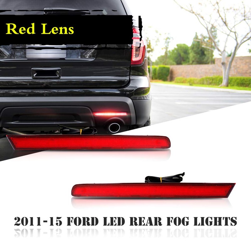GTINTHEBOX Red Lens Full LED Bumper Reflector Lights Compatible with
