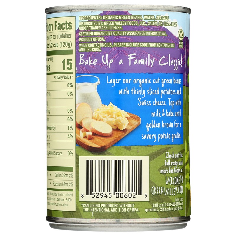 GREEN VALLEY Organic Cut Green Beans, 14.5 OZ