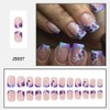 Flower Press on Nails Short Square Purple Fake Nails with