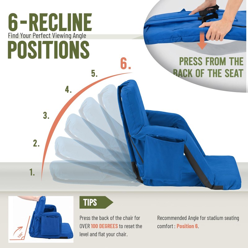 Overmont Stadium Seat for Bleachers with Back Support and Armrests,