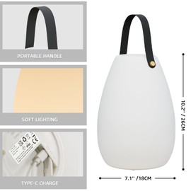 uuffoo Table Lamp Portable for Indoor/Outdoor Rechargeable Cordless LED Lamp Warm White and RGB, Remote Dimming Battery Powered Desk Lamp for Patio Camping Restaurant Home