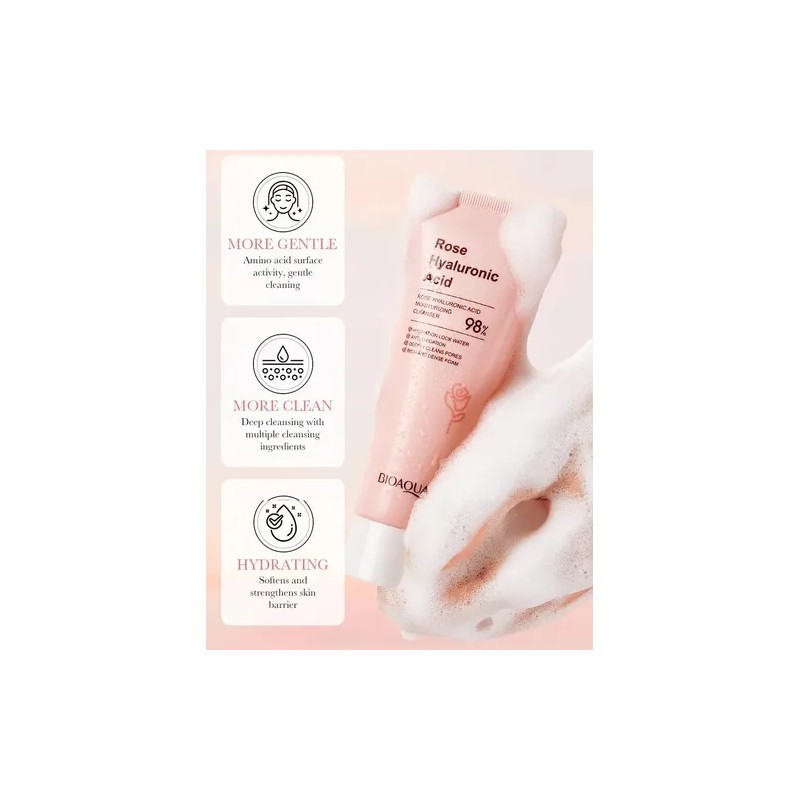 Bioaqua Crema Limpiador Rosas Acido Hialuronico Hidratante