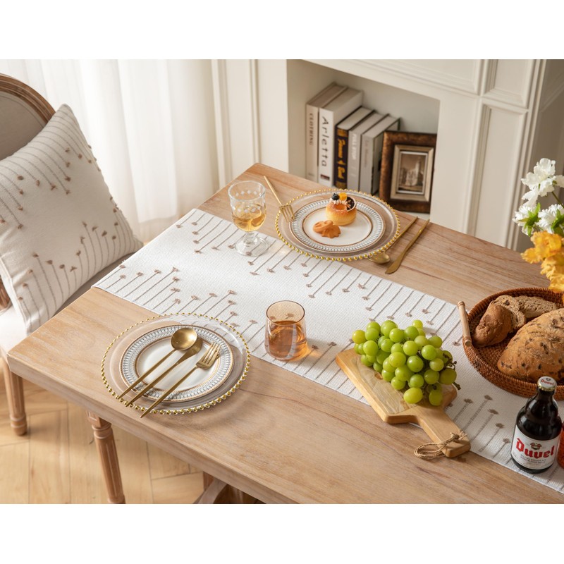 ZANZER Boho Table Runner 13 x 90 Inch Long Natural