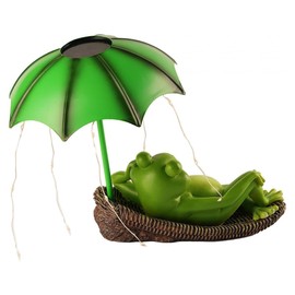 ieron Enchanting Outdoor Solar Frog Statue with Umbrella,Garden Frog Ornaments,Home Decor Delight,Waterproof Lights,Patio/Balcony/Yard Adornment