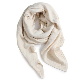 Superora Women's Cotton Scarves Square Soft Scarves and Large Winter Warm Wrap Unisex 135 x 135 cm, beige