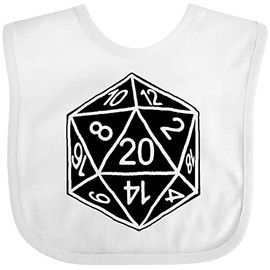 inktastic 20 Sided Black Dice Baby Bib White - Gus Fink Studios 2a8de