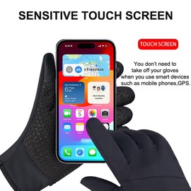 TECHFUN Waterproof Gloves for Men Women Cycling Gloves Winter Warm Touch Screen Gloves Outdoor Sports Water Resistant Anti Slip Thermal Gloves for Running Cycling Walking Riding Driving (L)