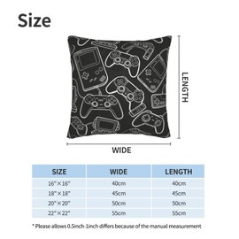 Video Games Controller Throw Pillow Cover Set of 2 Pillow Cushion Cases Soft Throw Pillows for Living Room Bedroom Sofa Couch Cushion Cover 18 X 18 Inch