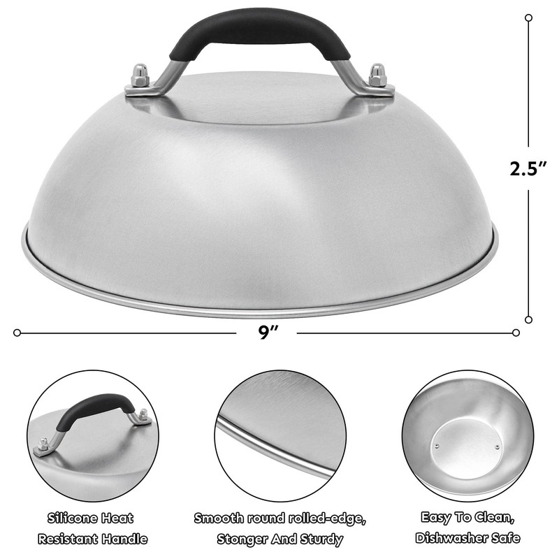 HULISEN Cheese Melting Dome & Smashed Burger Press, 9 Inch