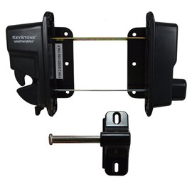 Weatherables | WBGA-LATCHKEYMET-NW | Zinc Diecast Metal Key Lockable Keystone 2-Sided Latch | Black | Gate Hardware