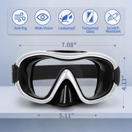 Diving Mask , Professional Anti-Fog Snorkel Goggles, Anti-Leak Swim Mask with Soft Adjustable Strap & Mesh Bag, Earplug