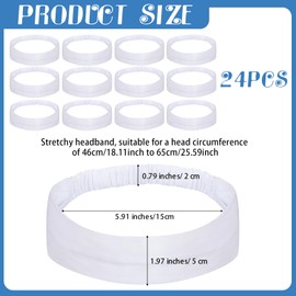 Yunlly White Headband for Tie Dye Party Supplies Cotton Headbands for Women Tie Dye Elastic Head Bands Stretchy Non Slip White Head Wrap Holder for Accessories (24 Pcs)