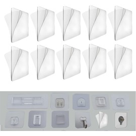 Zenarao 10Pcs Transparent Wall Mounted Replacement Sticky Pads for Kitchen Bathroom Shower Caddy Organizer Rack Holder Nail Free Adhesive Hooks Bathroom Accessories (Double-Sided Sticker)