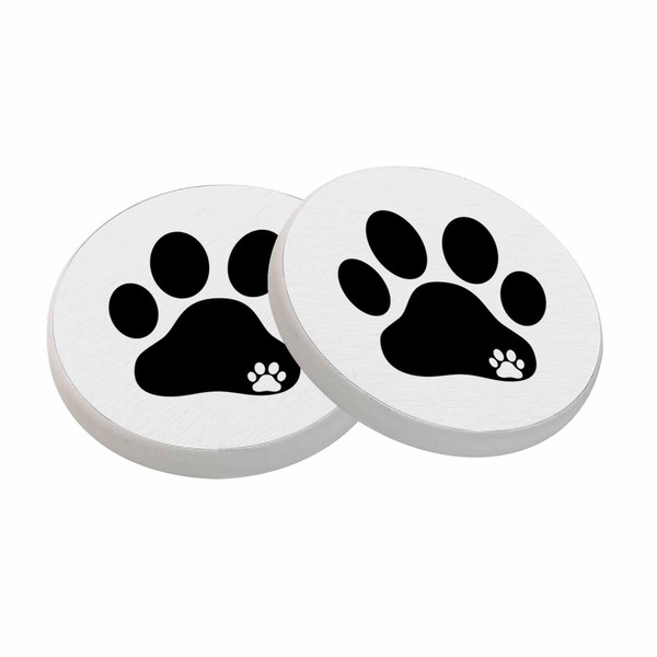Black Dog Paw Print Coasters for Drinks Absorbent Ceramic Drink