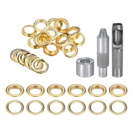 QUARKZMAN Grommet Tool Kit, 20 Pieces 18 mm Eyelets with 2 Eyelet Pliers and 1 Disc Set, Metal Eyelets Copper Grommet Punching Tool for Fabric, Tarpaulins, Leather Fabric, Curtain, Pool Cover, Gold
