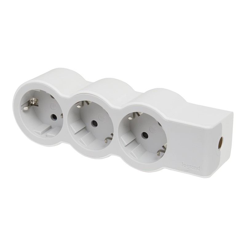 LEGRAND, Flat Power Strip, 3-Way Socket, Multiple Socket, Without Cable,