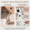 2 Pcs Mini Round Ceramic Toothbrush Holder (White+Black)