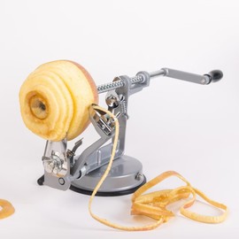 Apple peeler and corer with Powerful Suction base Apple peeler slicer corer with stainless steel blades for pears potato peelers (Grey, Suction)