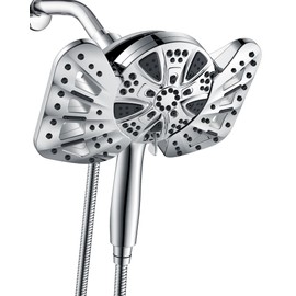 GRICH 2 IN 1 Shower Head with Handheld and Rain Showerhead: 10 Spray Modes/Settings High Pressure Shower Head with Built-in Spray Jets, Dual Shower Head with 60 Inch Stainless Steel Hose
