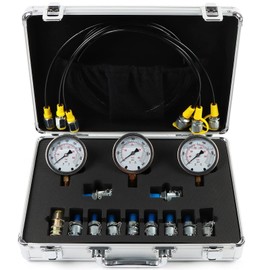 IMELBUFF Hydraulic Pressure Test Kit 25/40/60Mpa, 3 Gauges 11 Couplings 3 Test Hoses, Hydraulic Pressure Gauge Kit for Excavator Tractors Construction Machinery
