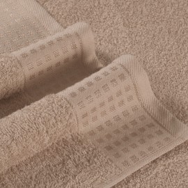 GLAMBURG Ultra Soft 6 Pack Cotton Towel Set, Includes 2 Oversized Bath Towels 70 x 140 cm, 2 Hand Towels 40 x 60 cm and 2 Washbeds 30 x 30 cm, Eco Friendly and 100% Recyclable, Tan