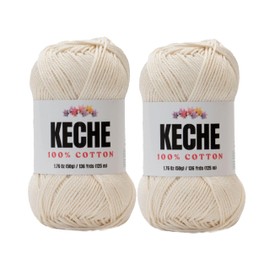 Cotton Yarn - 100% Cotton Yarn for Crocheting and Knitting, Mercerized Cotton Amigurumi Yarn Fine-Sport 2 1.76 oz (50g) / 136 Yrds (125 m) 2 Skeins - Cream