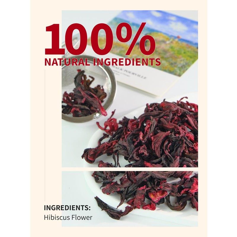TeeLux Hibiscus Tea Loose Leaf, Dried Hibiscus Flowers Herbal Tea,