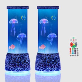 2 Pack Jellyfish Lamp, 16 Colors LED Night Light with Remote, USB/Battery