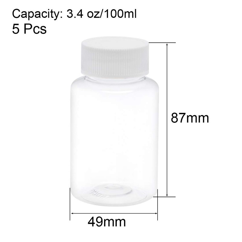 sourcing map 3.4 oz/100ml PET Plastic Lab Chemical Reagent Bottle