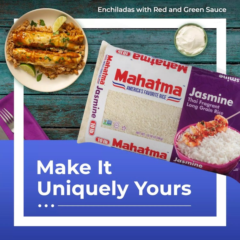 Mahatma Jasmine Rice, 10lb Bag of Rice, Thai, Indian, or