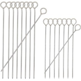 20 Pcs Barbecue Skewers, Long Stainless Steel Kebab Skewers, Flat Metal Reusable Skewers with Ring-Tip Handle for Grilling, BBQ Oven Grill Kabob Rotisserie Meat Vegetables 12inch