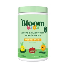 Bloom Nutrition Bloom Nutrition Superfood Greens Powder for Kids, Digestive Enzymes, Probiotics, Prebiotics, Gut Health, Chlorella, Green Juice Mix w/Beet Root Powder (25 Servings (Pack of 1), Tropical Punch)