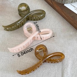 3Pcs Jelly Color Bow Hair Claw Clips for Women, Cute Sweet Claw Clips Large Hair Clips Pink Claw Clip for Girls, Fashion Elegant Bowknot Hair Clip Hair Accessories for Thick Thin Curly Hair