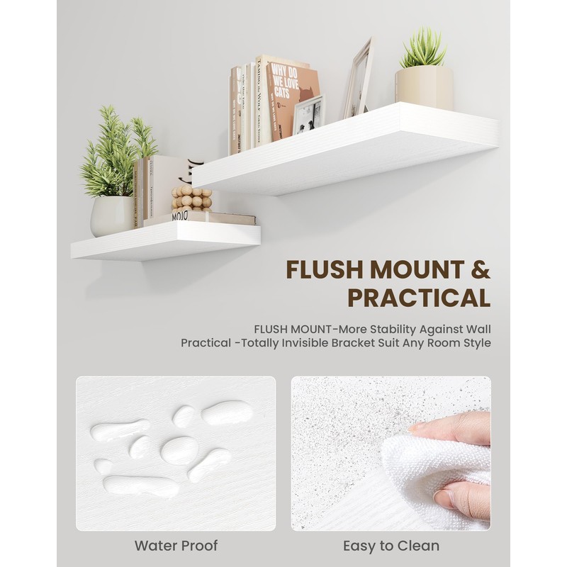 Marsmiles 32" Floating Shelves for Wall, Wooden Shelves with Invisible