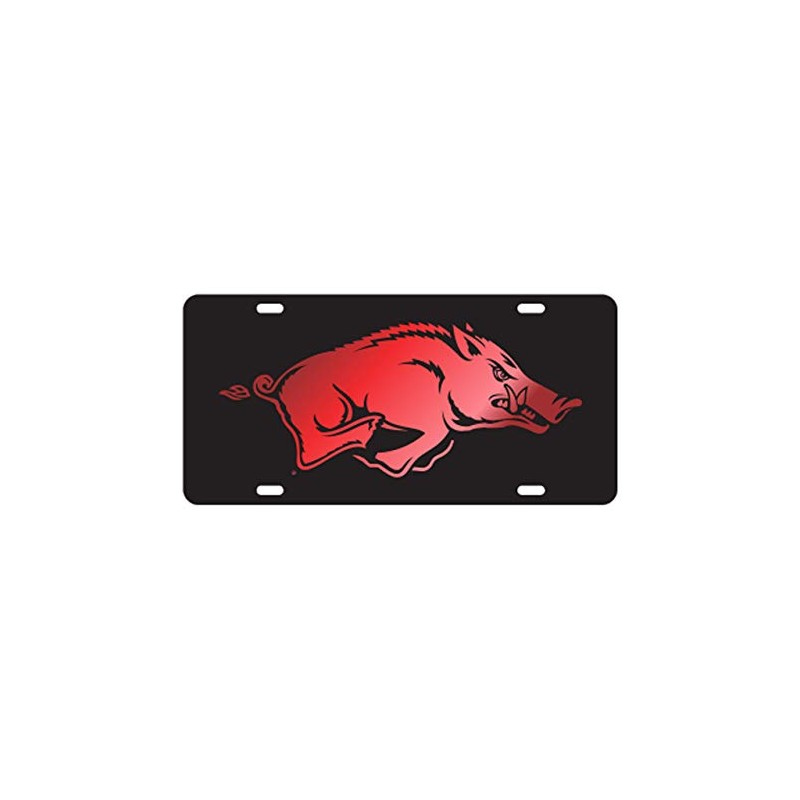 Arkansas Razorbacks Black-Red Mirrored License Plate Tag
