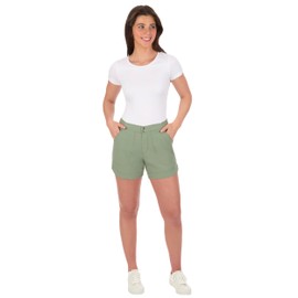 The American Outdoorsman Womens Curved Hem 5" Pull-On Trail Casual Shorts with Elastic Waist and Quick-Dry Fabric (Sage Green, Small)