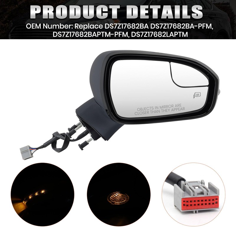 Passenger Side Mirror Compatible with Ford Fusion 2013-2016, Power, Heated,