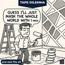 Elasticpack Painters Tape Dual Width 6-Pack - 3×1" + 3×2", 55 yd ea - Clean Removal Masking Tape for Accent Wall & Geometric Painting, Indoor Trim, Furniture & DIY - UV Resistant, Crepe Paper, Blue