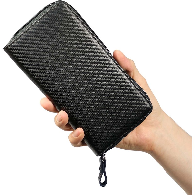 Toyooka Koubou 4013-01 Men's Carbon-Style Long Wallet with Separate Coins,