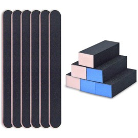 CGBE Lima de uñas,Nail Files and Buffer Manicure Tools Kit Rectangular Nail Buffer Block 100/180 Grit Nail File Nail Care File Buffer Tool 12Pcs，Adecuado para técnicos de uñas.