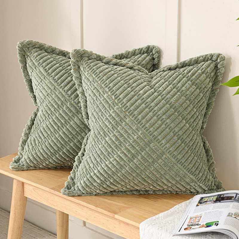 Volcanics Decorative Spring Sage Green Throw Pillow Covers 50x50cm Set