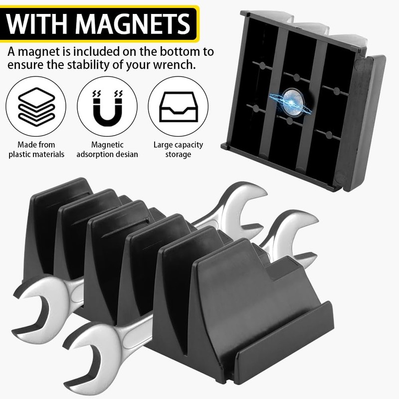 Kisbeibi Magnetic Wrench Organizer for 23 Wrenches, Improving Efficiency Modular