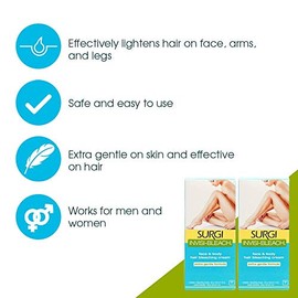 Surgi Invisi-Bleach Face & Body Hair Bleaching Cream 1.5 oz (Pack of 2)