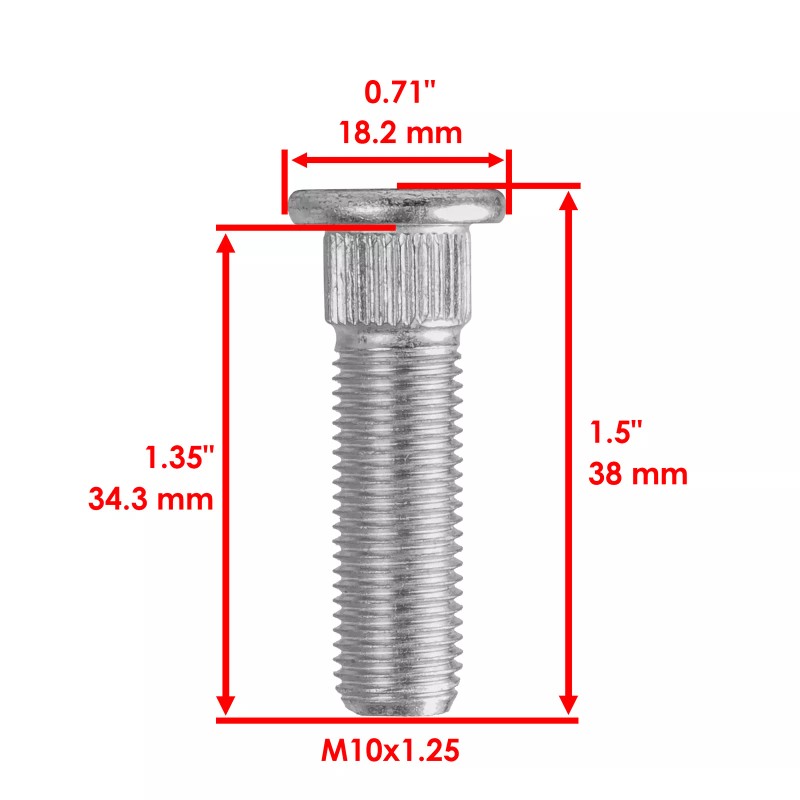 Yamaha 8 Rear Wheel Stud Bolt Serration for Yamaha Rhino