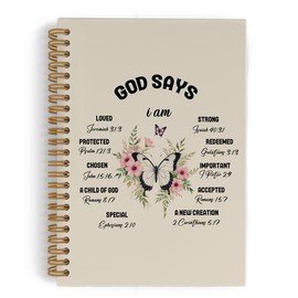 QLMX Christian God Says I Am Loved Spiral Notebook, Bible Verse Butterfly Journal Notebook, Christian Journals for Women, Scripture Inspirational Office Supplies Gifts for Women Christian, 5.5X8.3 In