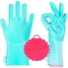 Guantes Silicona Lavar Trastes + Esponja, Grado Alimenticio, Antibacterial