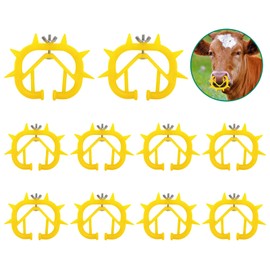 USUNFARM 10PCS Thickened Plastic Calf Weaning Rings, Orange Cow Nose Rings Calf Weaning Device Tool for Prevent Calf Cattle Prevent Sucking (Yellow)